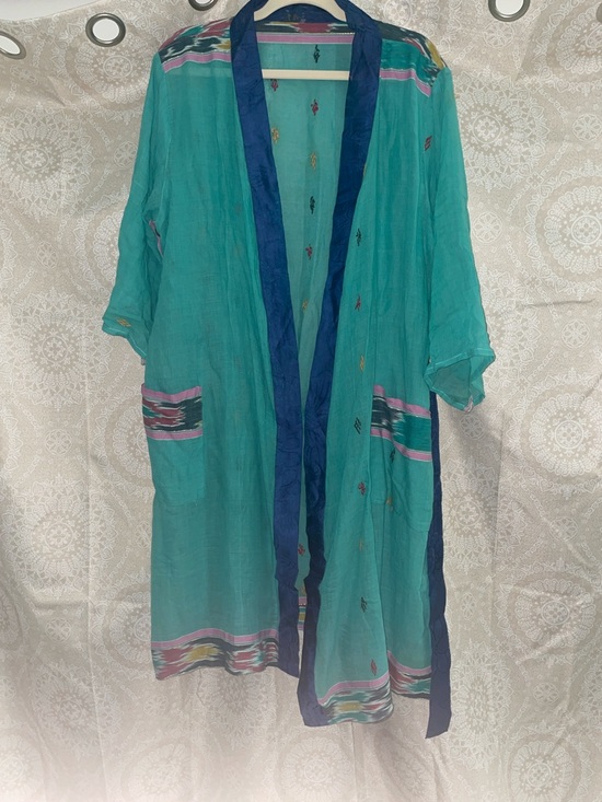 Other - Teal Kimono with Navy Trim with Pockets<3